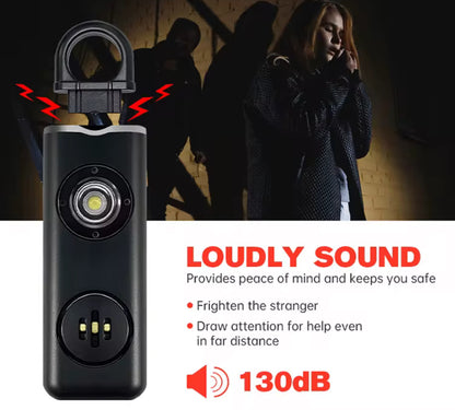Personal alarm - self-defense keychain siren - security with LED lights - USB rechargeable